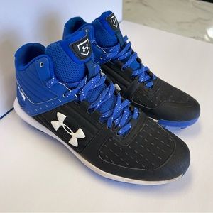 Under armour baseball rubber molded cleats black/blue size mens 6.5